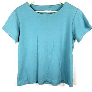 Coldwater Creek Short Sleeve Round Neck T-shirt Teal 100% Cotton‎ Womens Medium